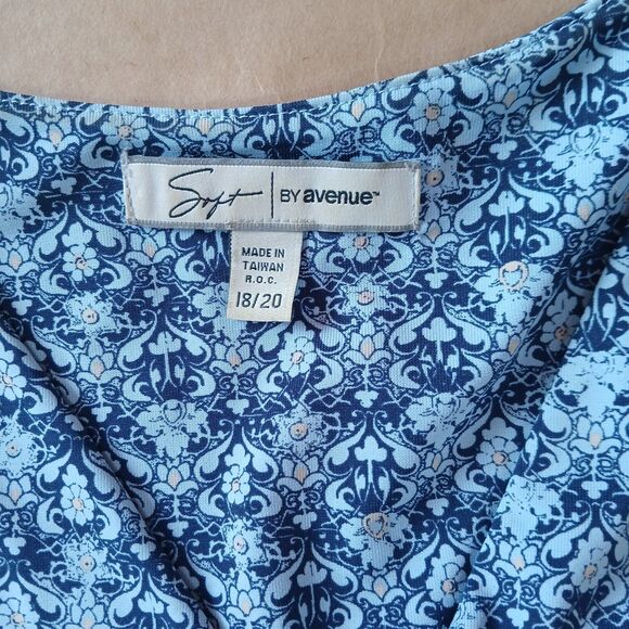 Soft By Avenue Blue Floral Sleeveless Stretch Fit & Flare Midi Dress Size 18/20 - Picture 3 of 11